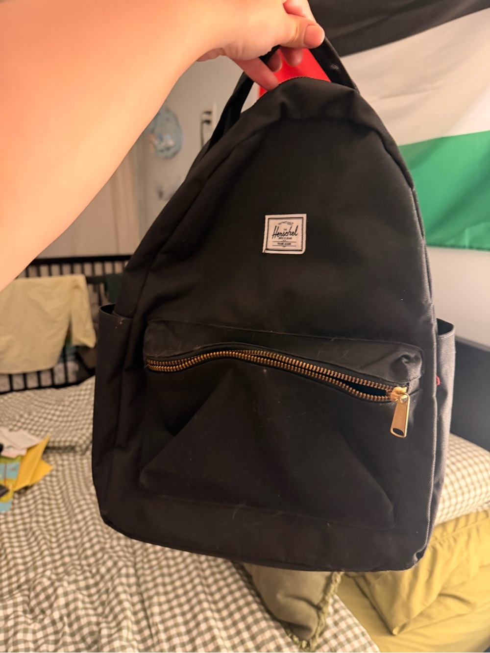 Herschel Supply Company Black Backpack with Red Carry Loop
